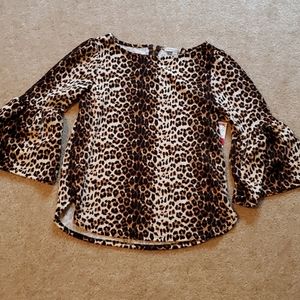 Leopard Bell Sleeve Top Small